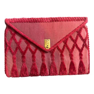 1970s Red Velvet and Silk Clutch Bag by Roberta Di Camerino For Sale