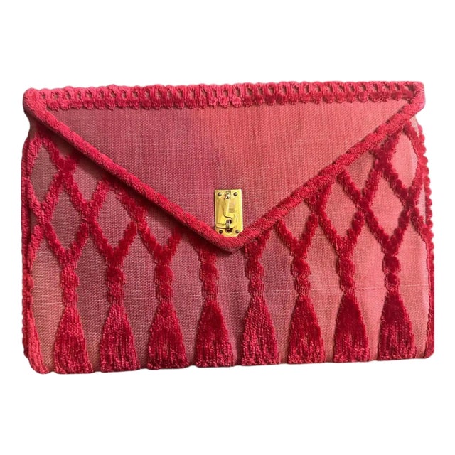 1970s Red Velvet and Silk Clutch Bag by Roberta Di Camerino For Sale