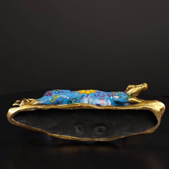 Gilt Bronze Cloisonné Enamel Horse Figure on Base For Sale - Image 9 of 9