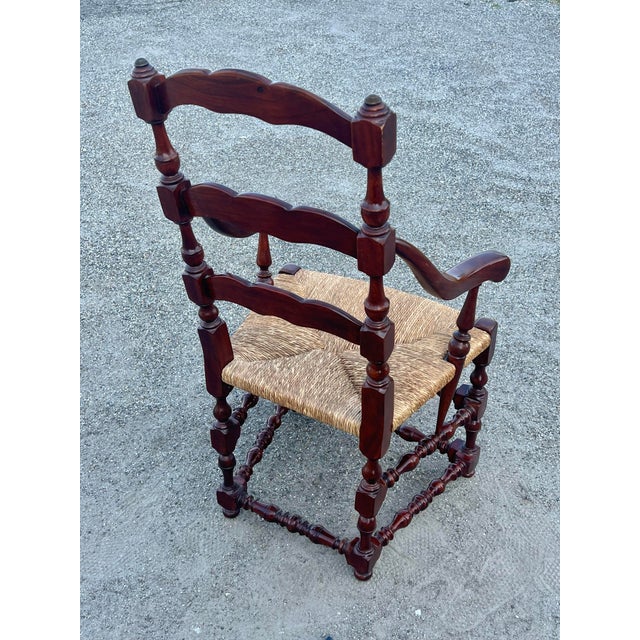 English Vintage 19th Century Inspired English Ladderback Accent Chair For Sale - Image 3 of 11