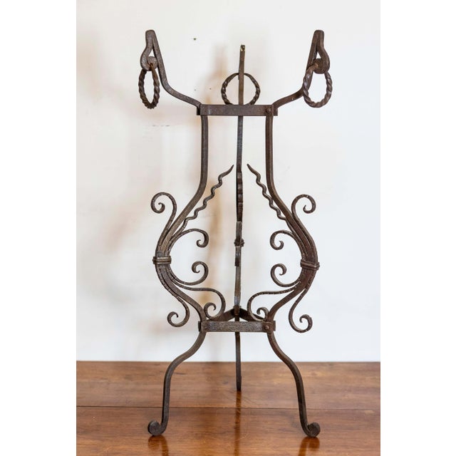 Italian Pair of Italian Wrought-Iron Plant Stands with Scrolling Motifs, circa 1900 For Sale - Image 3 of 8