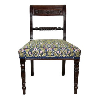Restored 1820s Regency Mahogany Tablet-Back Side Chair in William Morris Floral For Sale