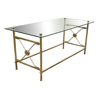 Glass and Brass Coffee Table, 1970s For Sale