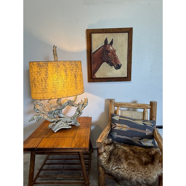 Oil Painting of Thoroughbred Racehorse, 1961, Golden Honors Horse Witch-Hazel, Esterling. By Artist Snow in 1961 Oil on Canvas For Sale - Image 4 of 9