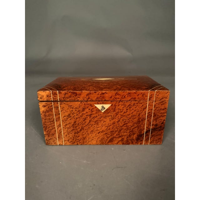 Late 19th Century French 19th Century Burl Elm Jewelry Box With Bone Inlay, Circa 1890 For Sale - Image 5 of 12