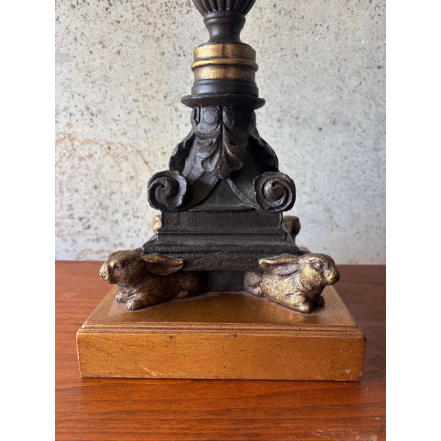 1970s 1970s Hollywood Regency Carved Wood and Gilt Rabbit Table Lamps - a Pair For Sale - Image 5 of 9
