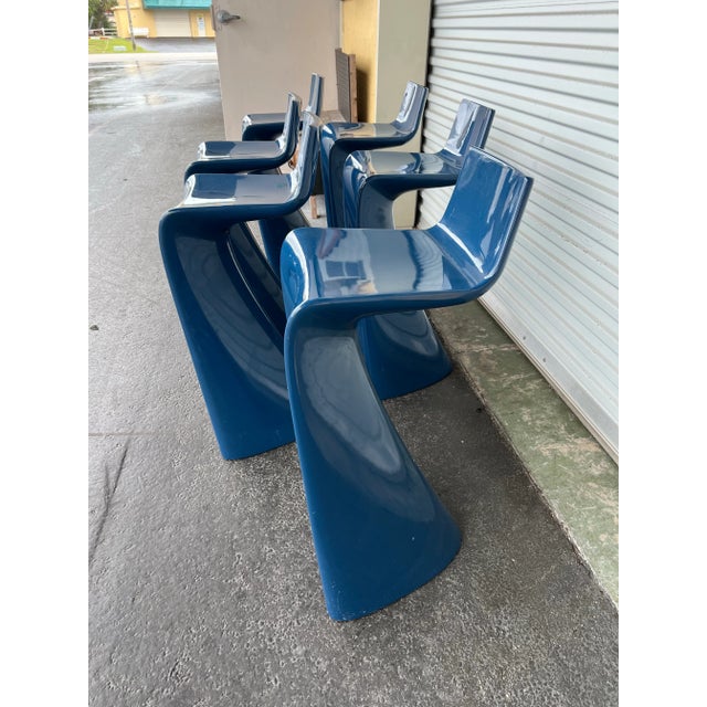 Late 20th Century Vintage Blue Stools Vondom Wing by Cero -2 For Sale - Image 5 of 11