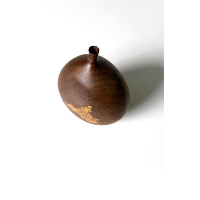 Mid Century Modern Roger Sloan Turned Walnut Inlaid Weed Pot Twig Vase, Circa 1970s For Sale In Phoenix - Image 6 of 9