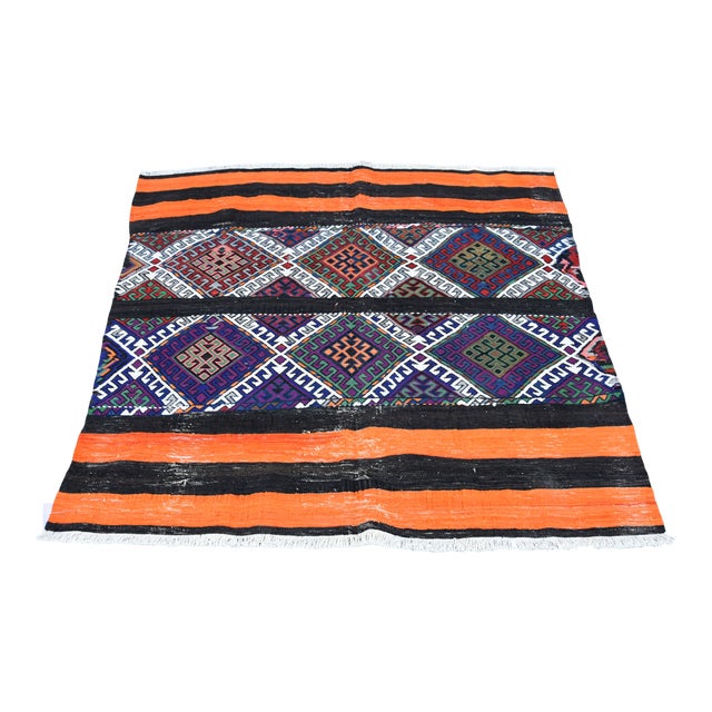 1970s Tribal Hand Knotted Cecim Kilim For Sale