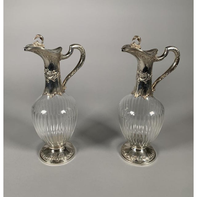 Antique Rococo Crystal and Silver Ewers, 1850, Set of 2 For Sale - Image 9 of 9