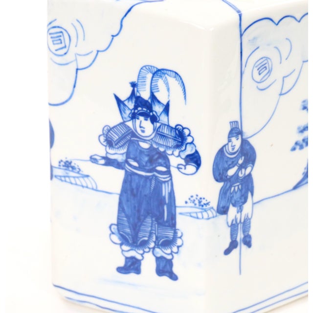 Antique Oversized Blue and White Chinoiserie Porcelain Tea or Coffee Pot For Sale - Image 9 of 10