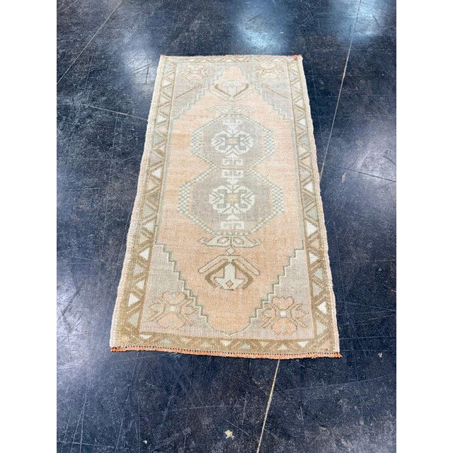 Sand Turkish Mini Rug Oriental Hand Knotted Vintage Rug 1'8" x 3'2" #17748 For Sale - Image 8 of 8
