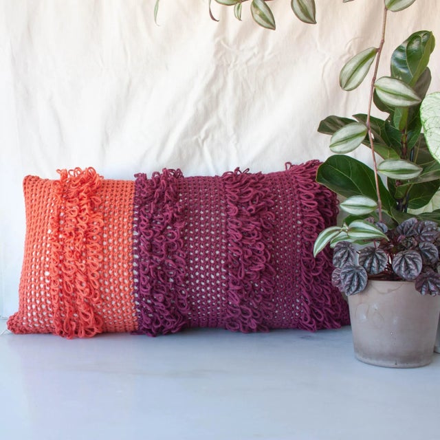 The pillow named Textures from the Loom, is handmade in an old Portuguese art form crochet and giving a contemporary...