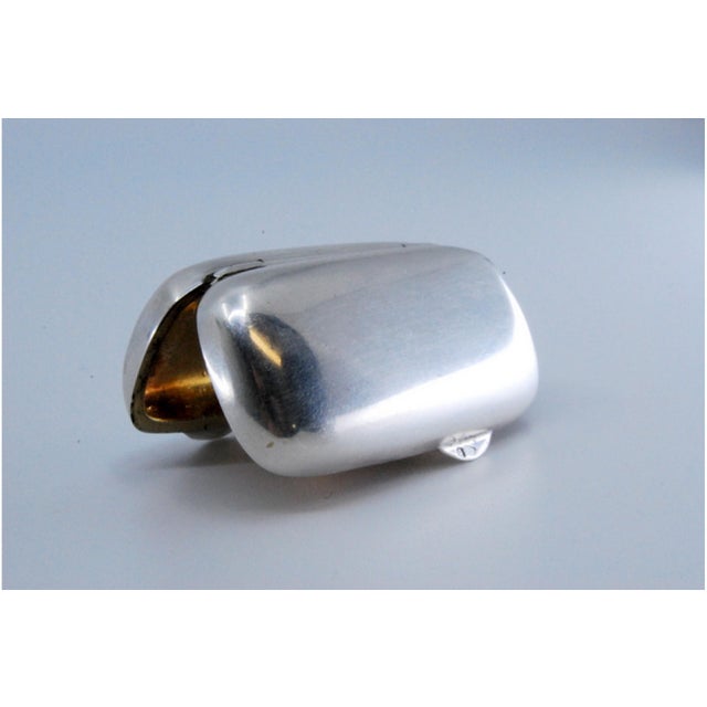 Oval Silver Pill Box with Gilt Interior For Sale - Image 5 of 11
