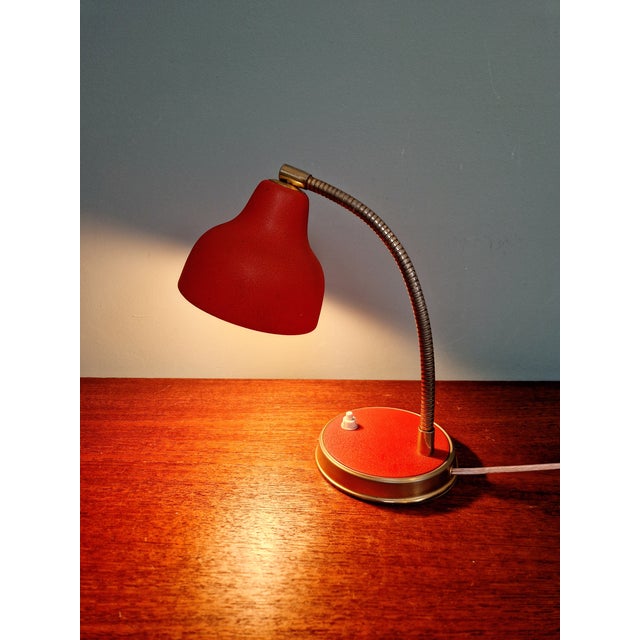 Metal Articulated Desk Lamp in Red Lacquered Metal, 1950s For Sale - Image 7 of 13