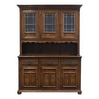 Ethan Allen Royal Charter Solid Oak 55" Buffet W. China Cabinet 16-6007 / 16-6009 For Sale