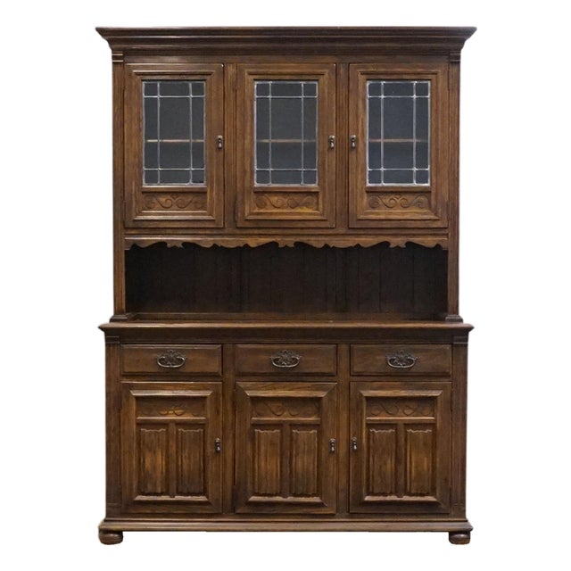 Ethan Allen Royal Charter Solid Oak 55" Buffet W. China Cabinet 16-6007 / 16-6009 For Sale