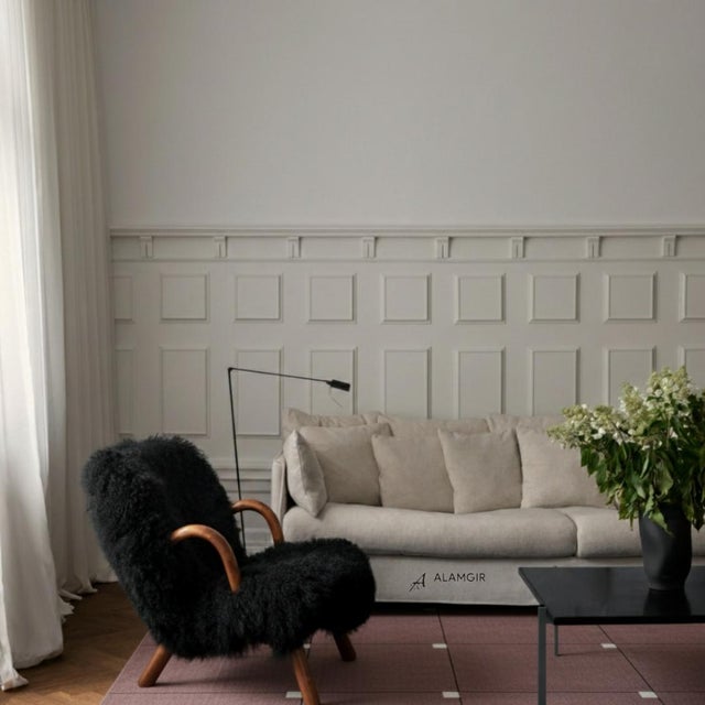 Hand-Tufted Wool Rug in Light Burgundy With Subtle Grid Pattern For Sale - Image 10 of 12