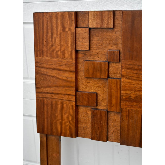 Vtg. MCM Style Queen Size Lane Staccato Brutalist Collection Walnut Headboard For Sale In Philadelphia - Image 6 of 12