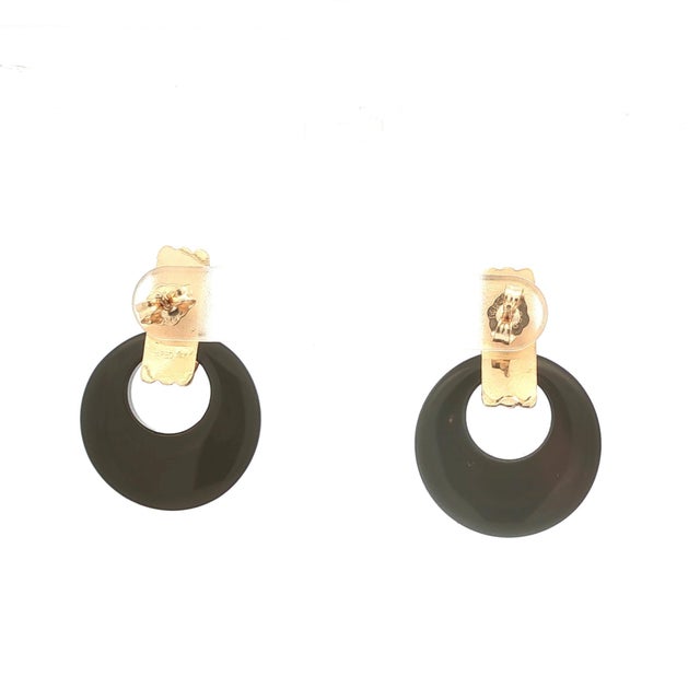 Contemporary Late 20th Century Pair of Onyx Doorknocker Earrings For Sale - Image 3 of 3