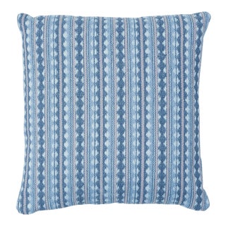 Schumacher Tarnby Stripe 18" Pillow in Sky For Sale