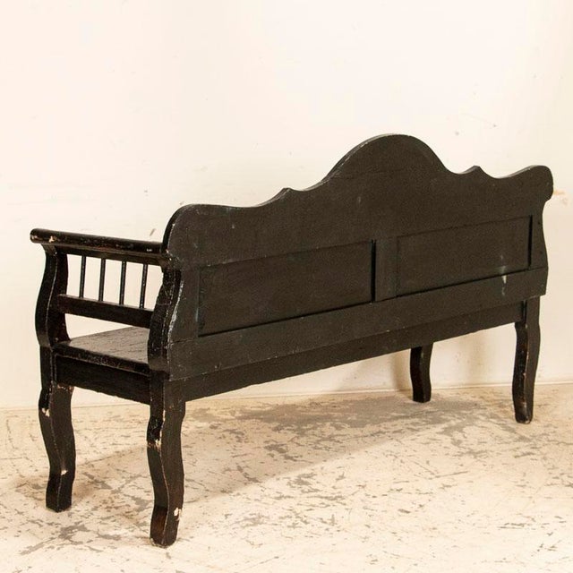 Antique Black Painted Bench With Curved Back Chairish