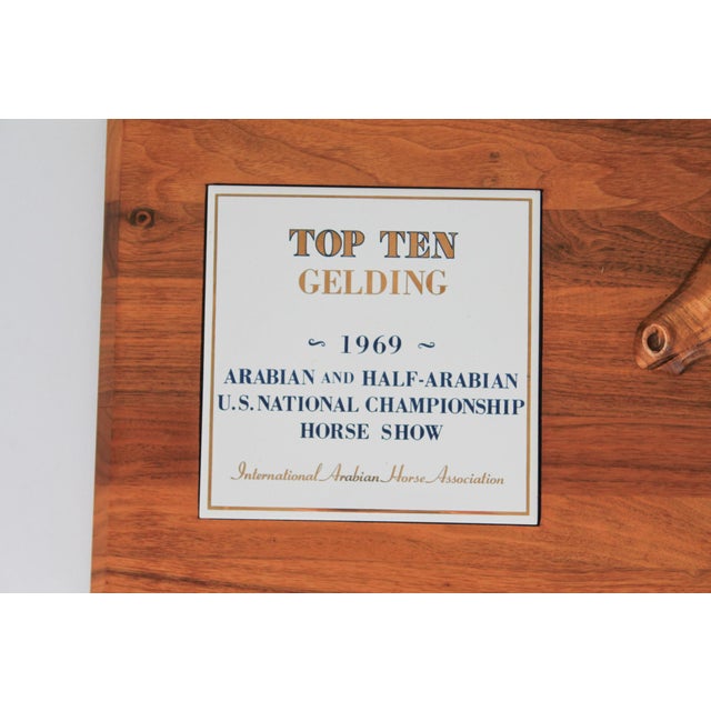1969 Arabian Horse Show Walnut Wood Wall Plaque For Sale - Image 4 of 8