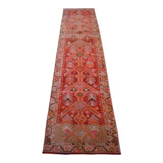 1960s Hand-Knotted Distressed Hallway Runner For Sale