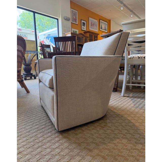 Contemporary A. Rudin Model 712 Contemporary Upholstered Swivel Club Chair For Sale - Image 3 of 7