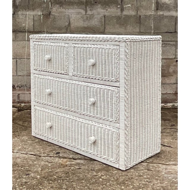 Vintage Coastal White Wicker Chest of Drawers Chairish
