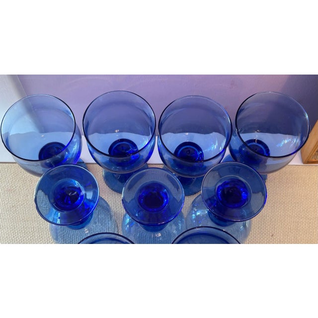 Blue Libbey Cobalt Blue Glasses - Set of 10 For Sale - Image 8 of 11