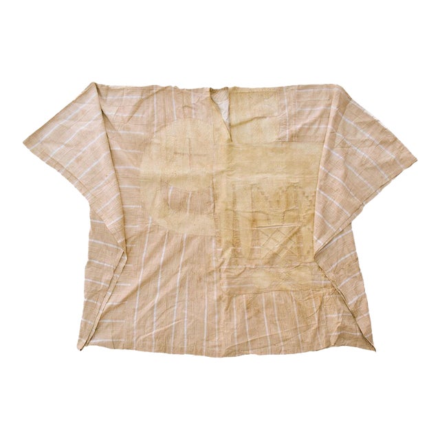Early 20th Century Hausa Beige Embroidered Boubou Shirt Nigeria For Sale
