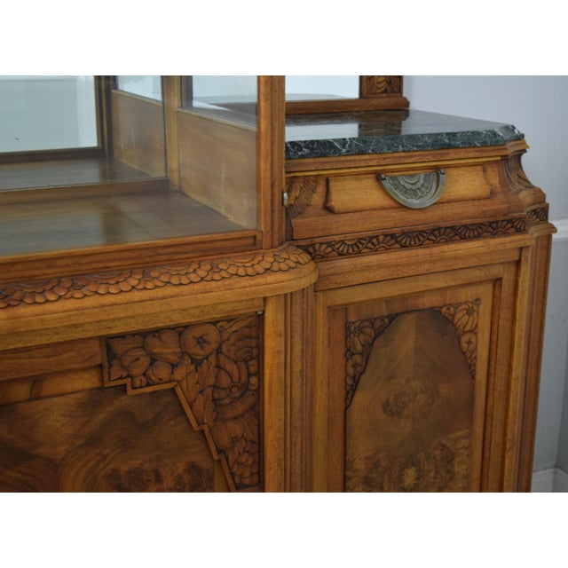 French Art Deco Walnut China Display Sideboard For Sale - Image 4 of 12