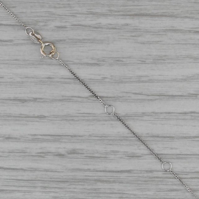 0.57ctw Princess Diamond Pendant Necklace 14k White Gold Adjustable Curb Chain For Sale - Image 4 of 6