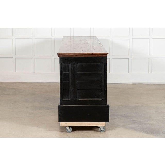 English Ebonised Pine Haberdashery Shop Counter with Walnut Top, 1880s For Sale - Image 9 of 18