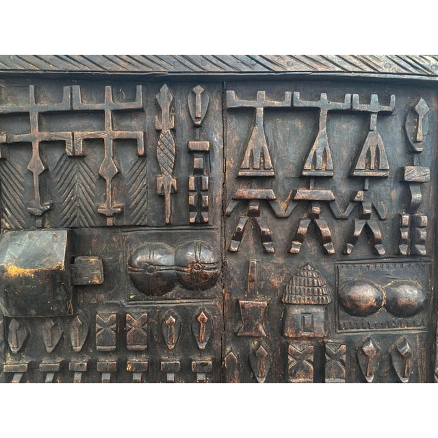 African Vintage Granary Dogon Door W/Nomoo Ancestors Mali African 25" H For Sale - Image 3 of 8