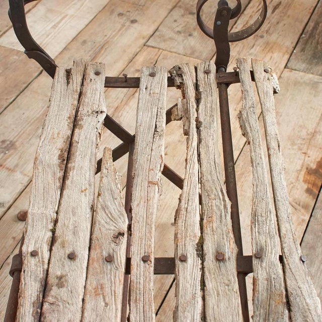 Antique French Rustic Iron Folding Garden Bench For Sale - Image 8 of 12