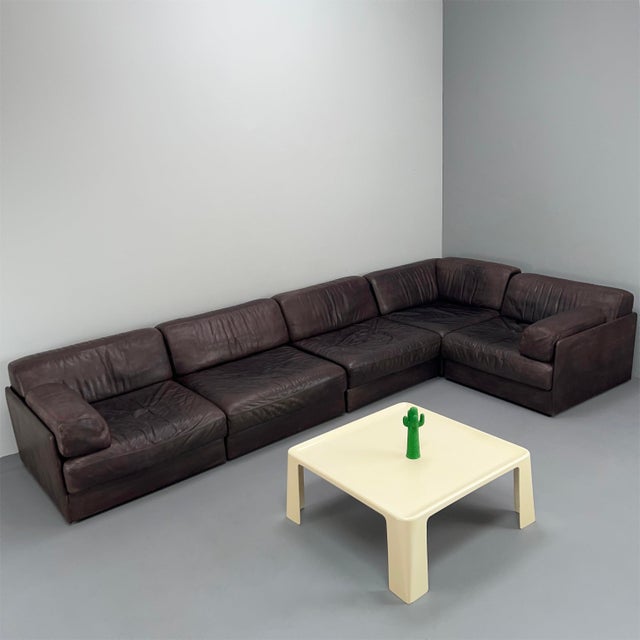 1970s Large DS76 Modular Sofa in Brown Leather from de Sede, Switzerland, 1970s, Set of 5 For Sale - Image 5 of 18