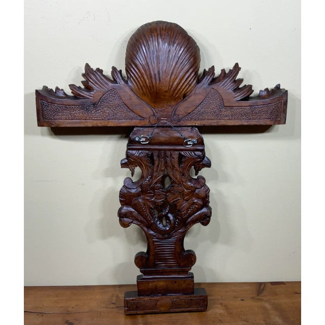 Gothic Antique Hand-Carved Italian Wood Wall Hanging For Sale - Image 3 of 11