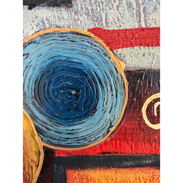 Alena Kalen Modern Geometric Original Abstract Oil Painting "Inner Smile” Coa For Sale - Image 11 of 13