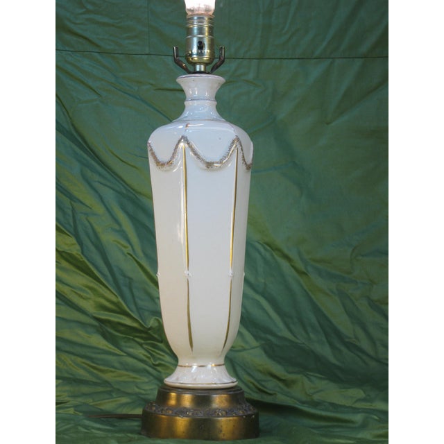 Ceramic Early 20th Century Table Lamp French Empire Style Neoclassical Porcelain For Sale - Image 7 of 11