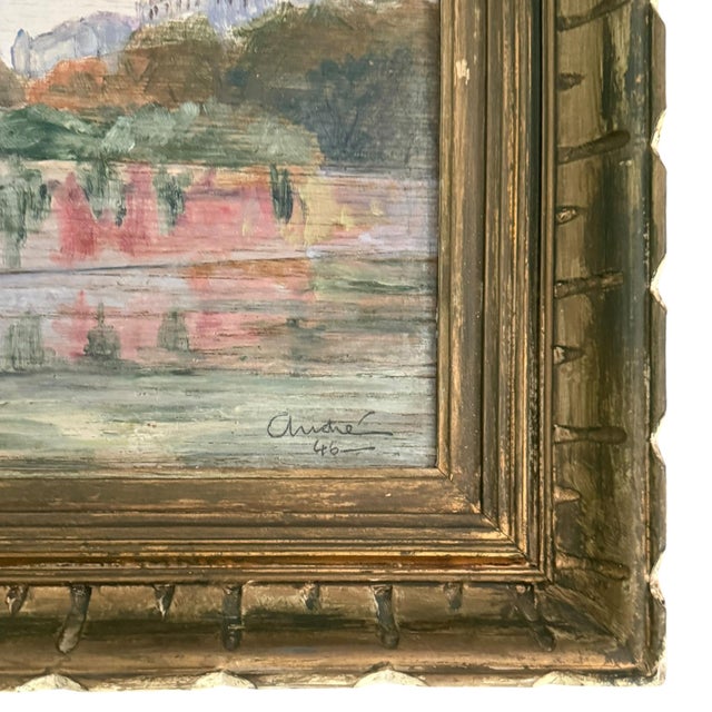 Mid 20th Century Oil on Board Painting of Notre-Dame Cathedral, Paris c.1946 For Sale - Image 14 of 15
