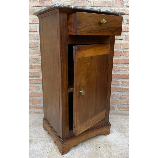 20th Century Biedermeier Nightstand with Marble Top & One-Drawer & Door, 1900s For Sale - Image 9 of 18