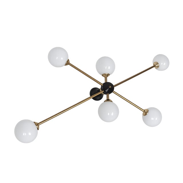 Black Vintage Chandelier in Brass and Glass from Stilnovo, 1960s For Sale - Image 8 of 8