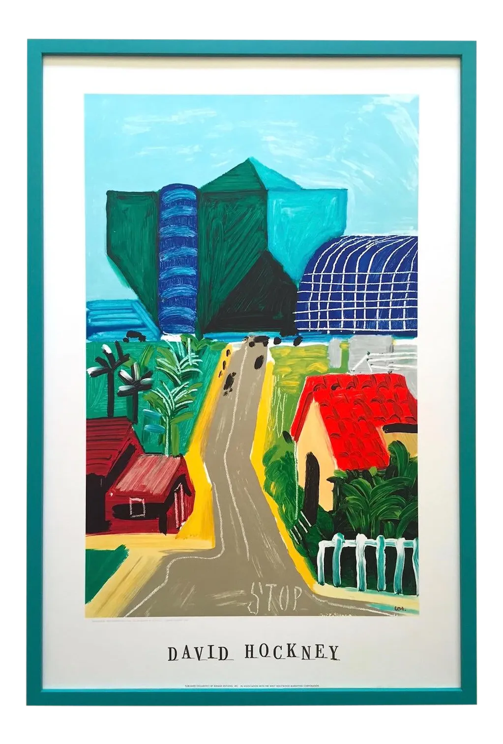 David Hockney Vintage 1989 Lithograph Print Framed Collector's Pop