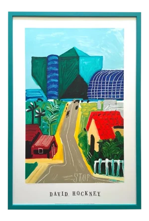 David Hockney Vintage 1989 Lithograph Print Framed Collector's Pop Art Poster " Hancock St. West Hollywood 1 "