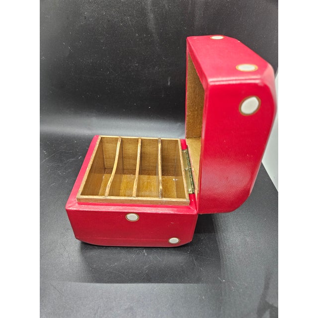 Mid-Century Modern 1970s Figurative Giant Lord & Taylor Red Leather Cards/Dice Box Container, Made in Italy For Sale - Image 3 of 4