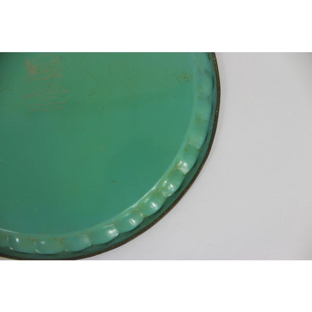 Turquoise Vintage Turquoise Blue Decorated Metal Cocktail Drinks Tray Made by Baret Ware For Sale - Image 8 of 10
