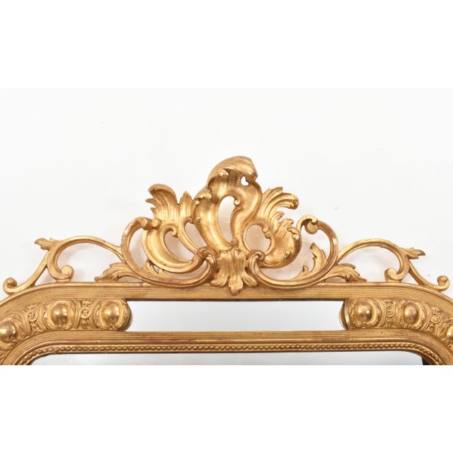 Antique Louis Filippe Mirror with Volutes and Golden Frame, 1800s For Sale - Image 6 of 12