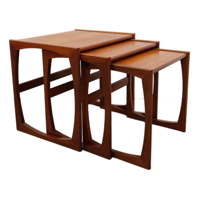Set of Vintage Mid Century Modern Teak Nesting Tables Attributed to G Plan For Sale